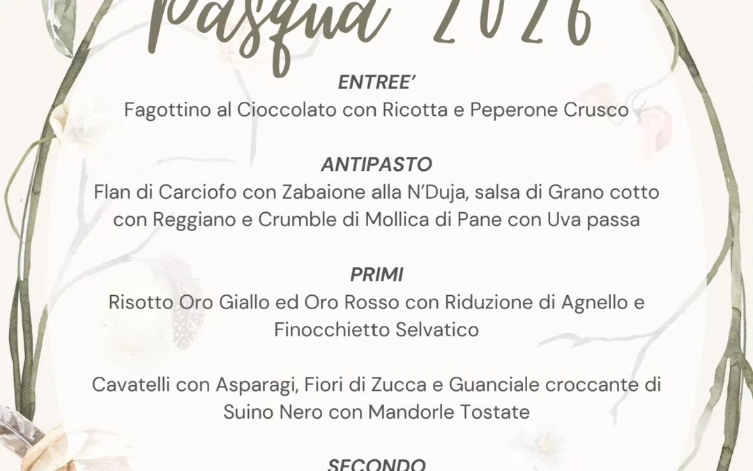 Pranzo di Pasqua e Pasquetta 2026